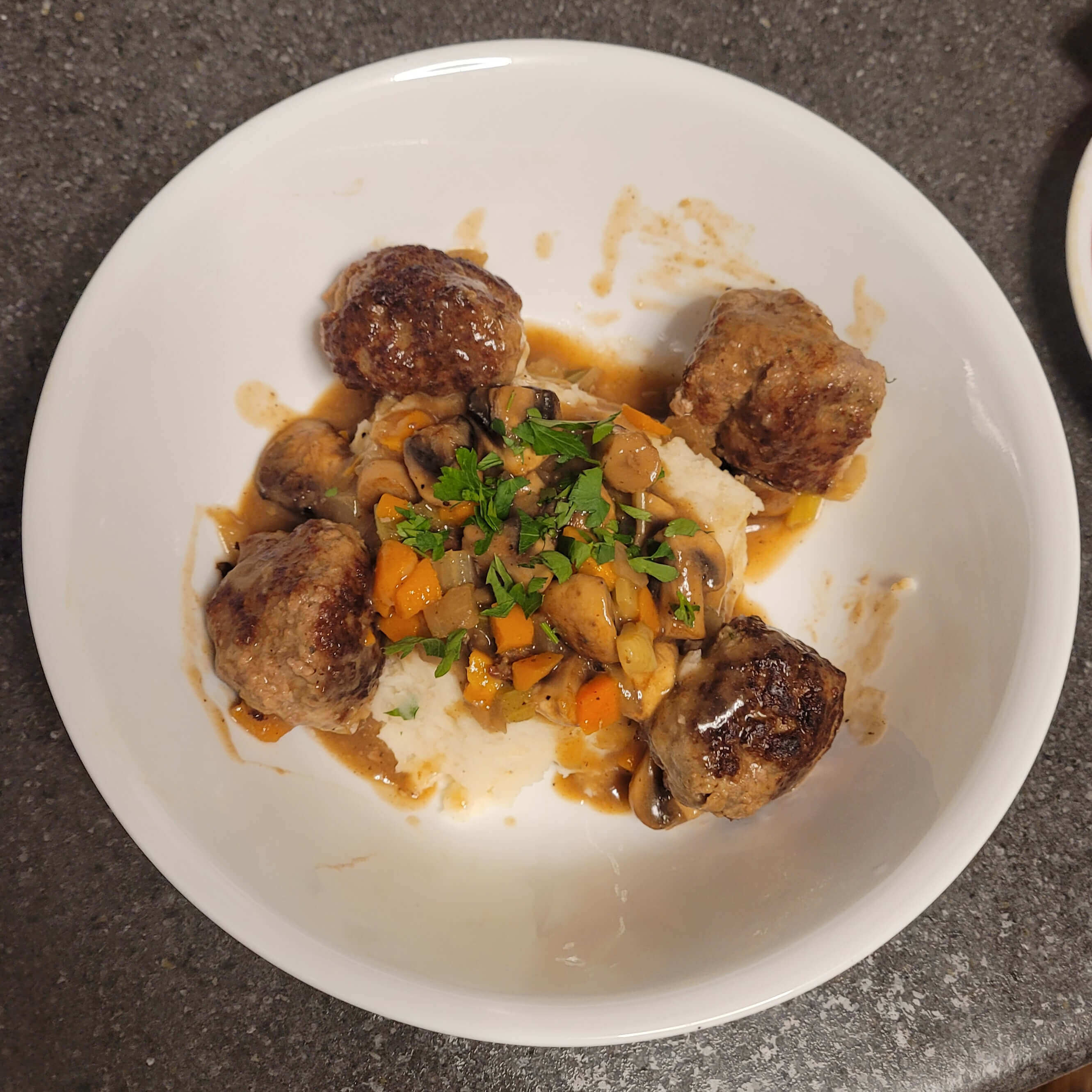 Beef Meatball and Mushroom Stew