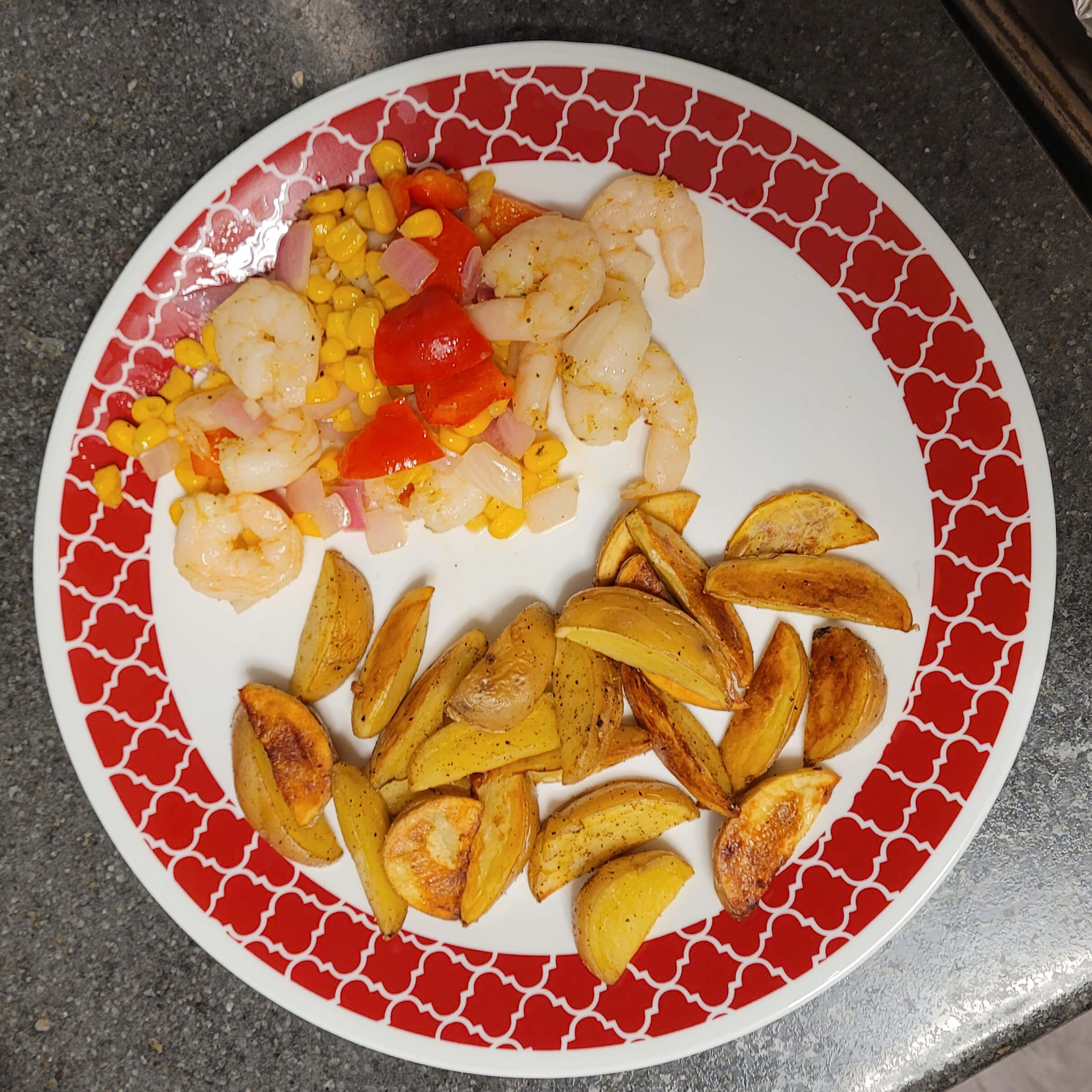 Lemon-Garlic Shrimp, Corn, and Peppers